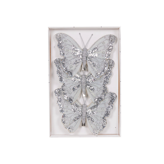 Set/3 Silver Butterfly Clips