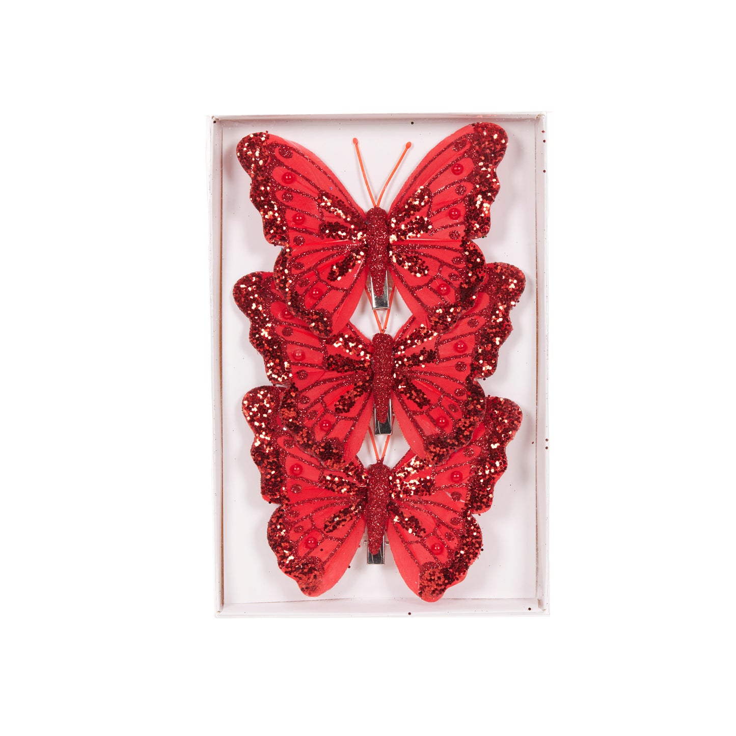 Set/3 Red Butterfly Clips