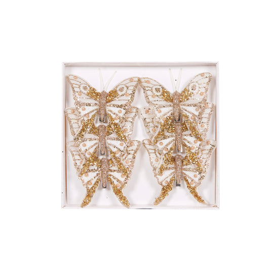 Set/6 Mini Gold Butterfly Clips