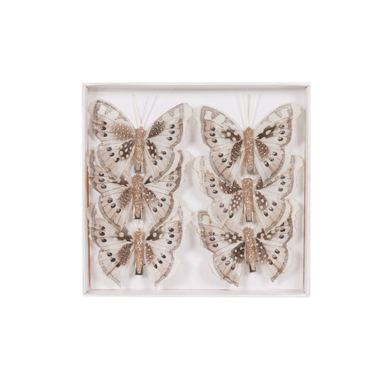 Set/6 Mini Natural Butterfly Clips