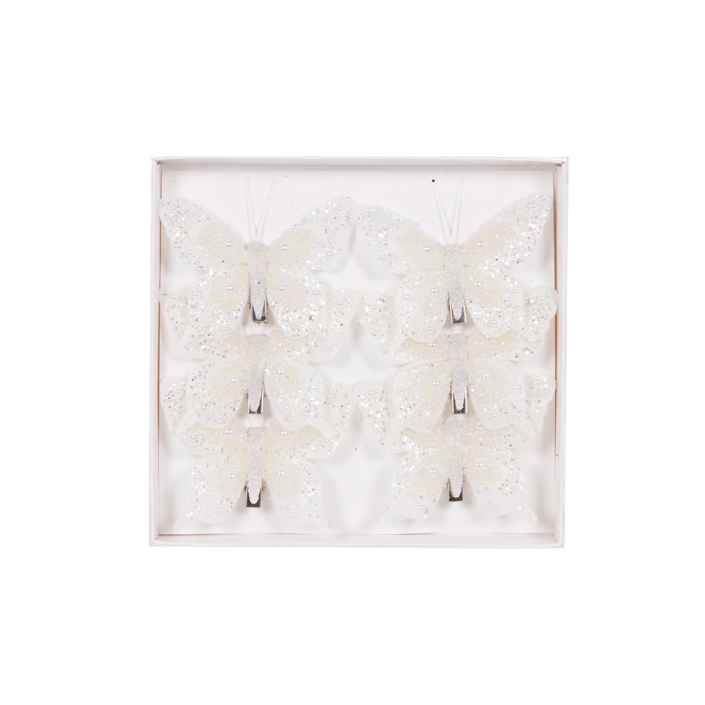 Set/6 Mini White Butterfly Clips