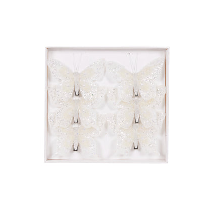 Set/6 Mini White Butterfly Clips