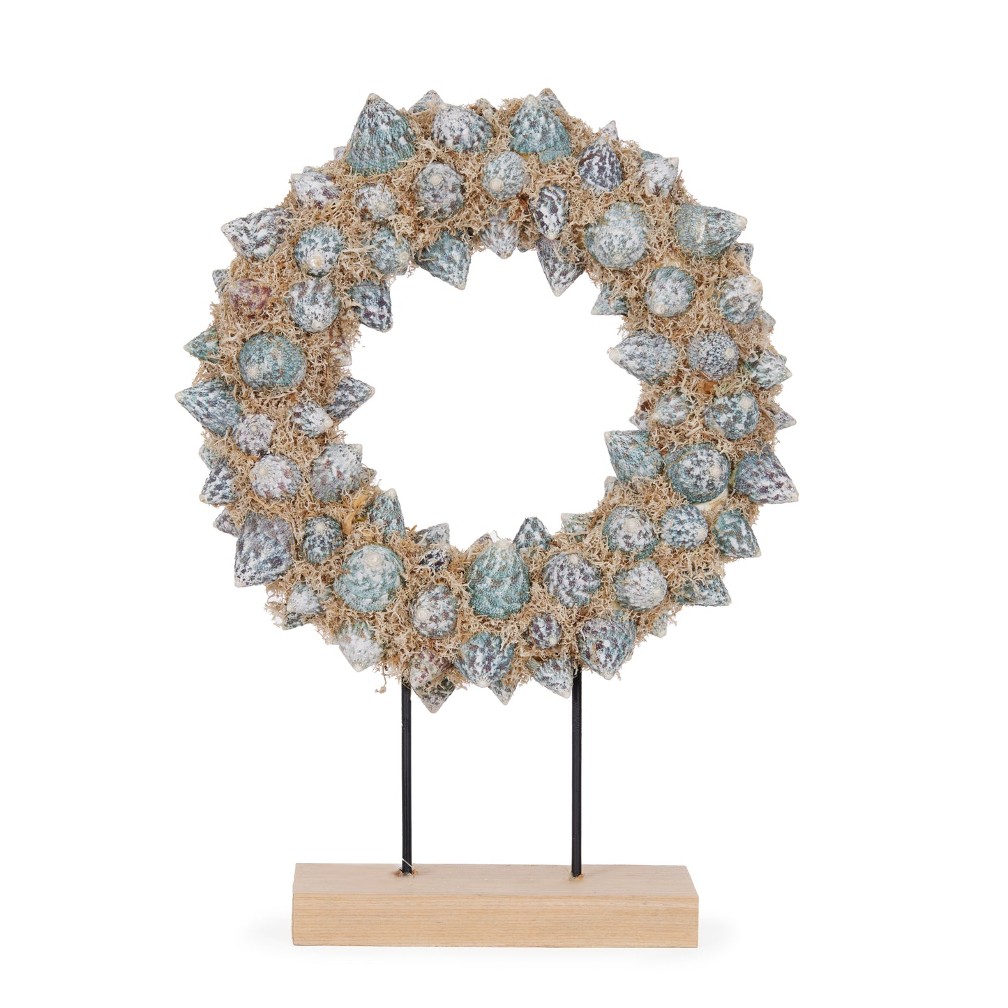 42 Cm Azure Shell Wreath On Stand