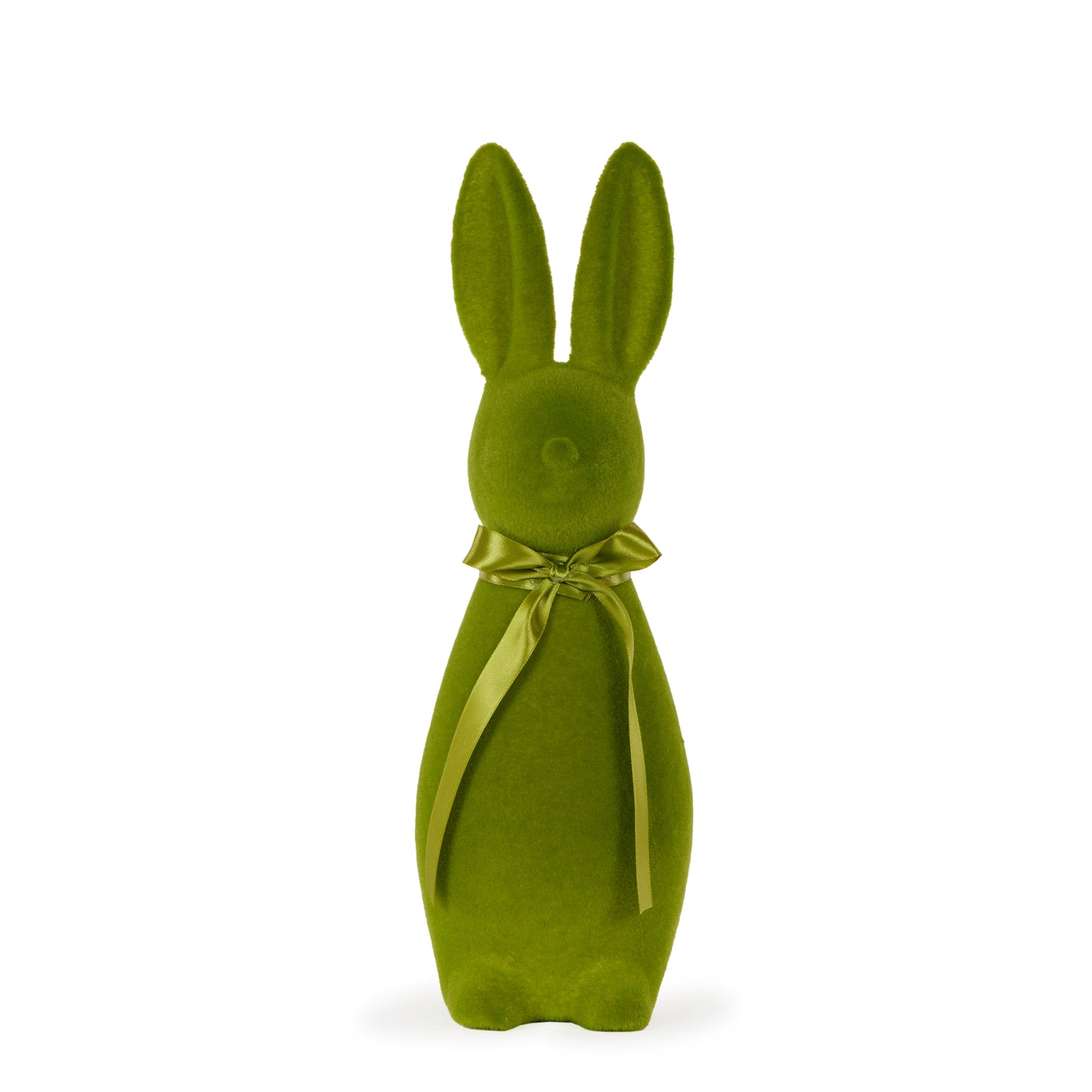 Large Flocked Rabbit With Bow Green