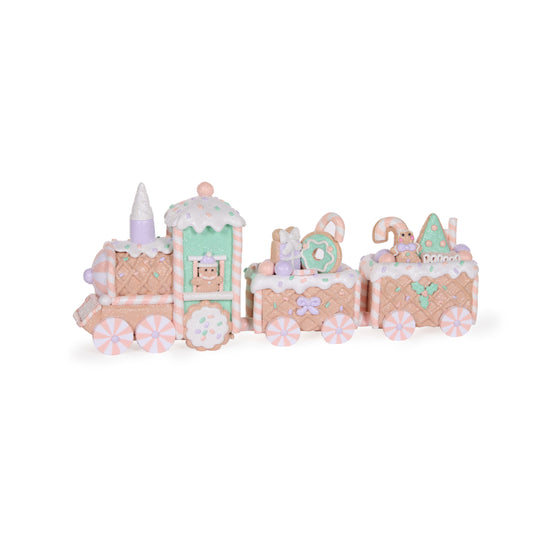 Pastel Gingerbread Train With 2 Carriages