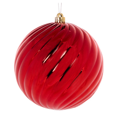 20 Cm Red Swirl Bauble