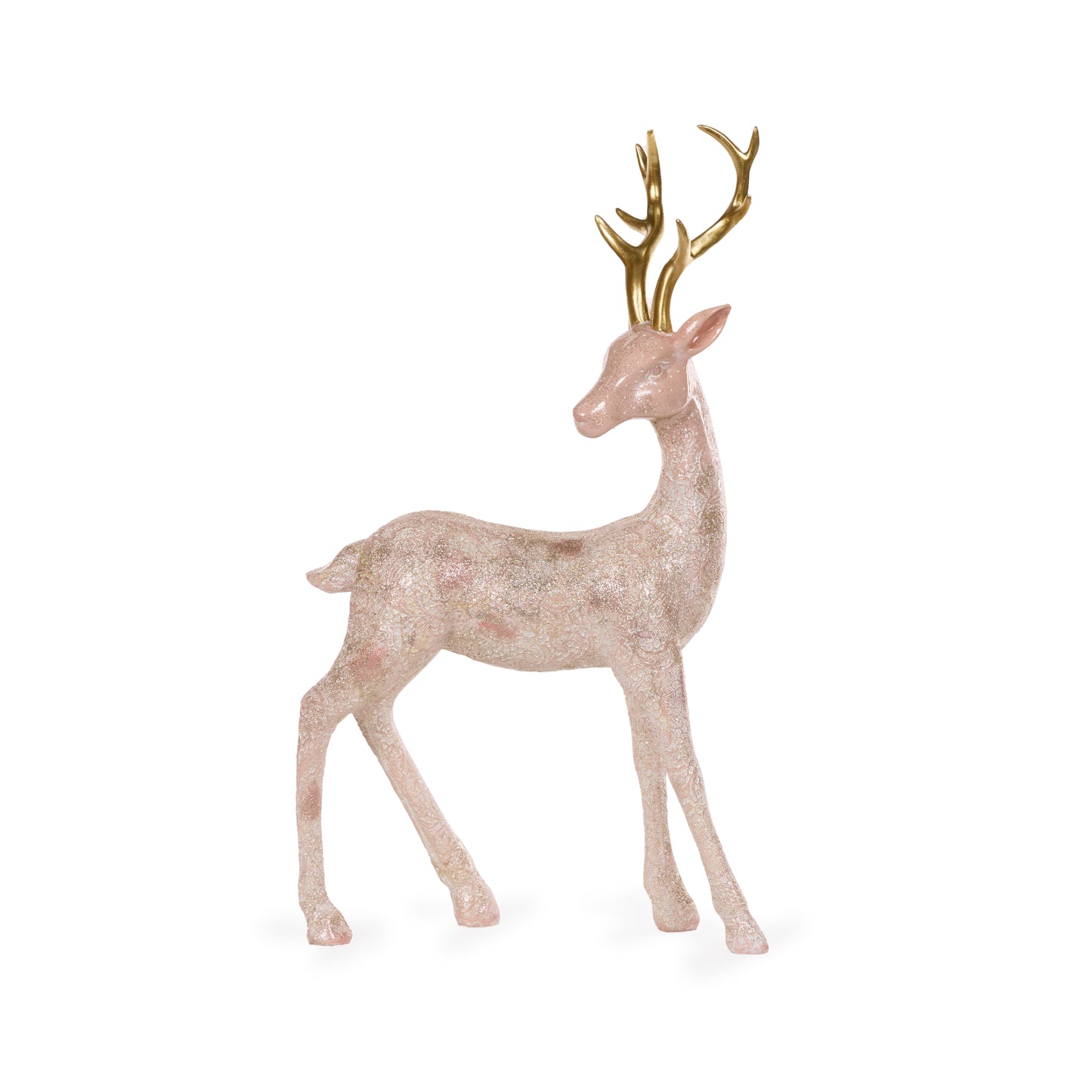 Metallic Pink Lace Reindeer Standing