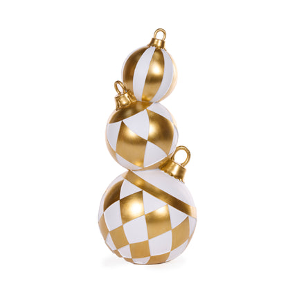 White And Gold Geometric Bauble Stack