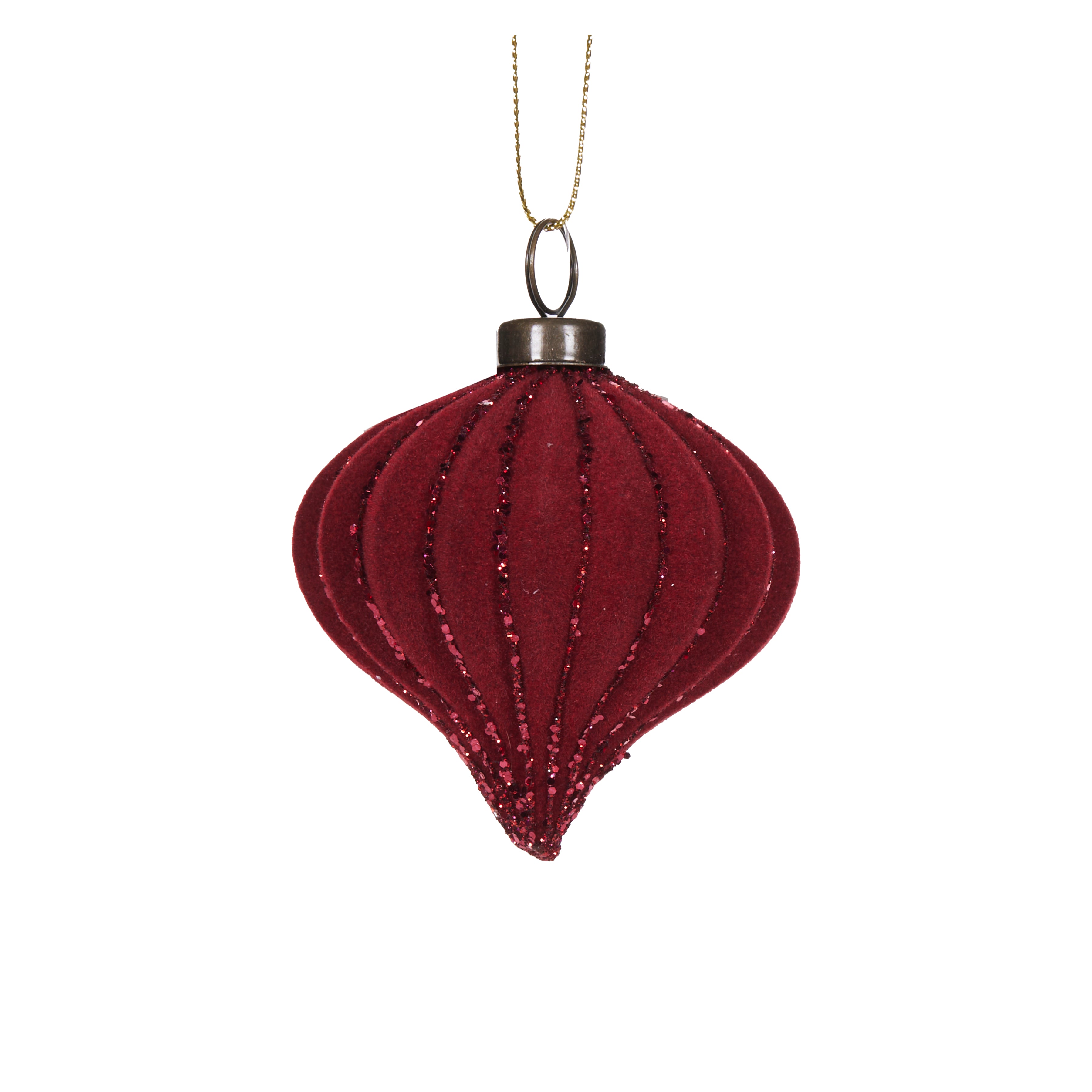 Red Velvet Ribbed Onion Bauble – Holly & Ivy