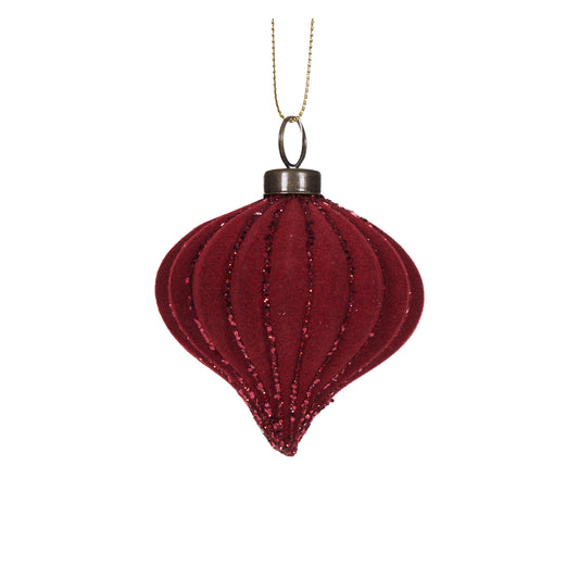 Red Velvet Ribbed Onion Bauble