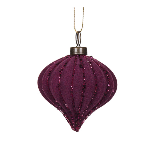 Purple Velvet Ribbed Onion Bauble