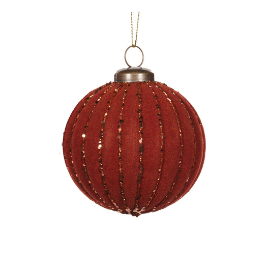 Orange Velvet Ribbed Bauble