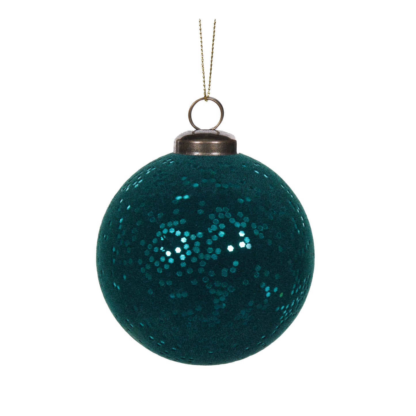 Teal Velvet Speckle Bauble