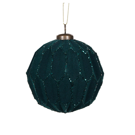 Teal Velvet Geo Bauble