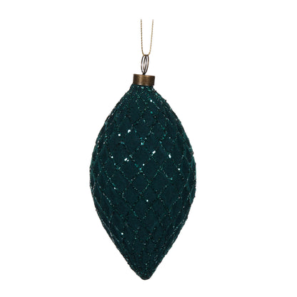 Teal Velvet Lattice Drop Bauble