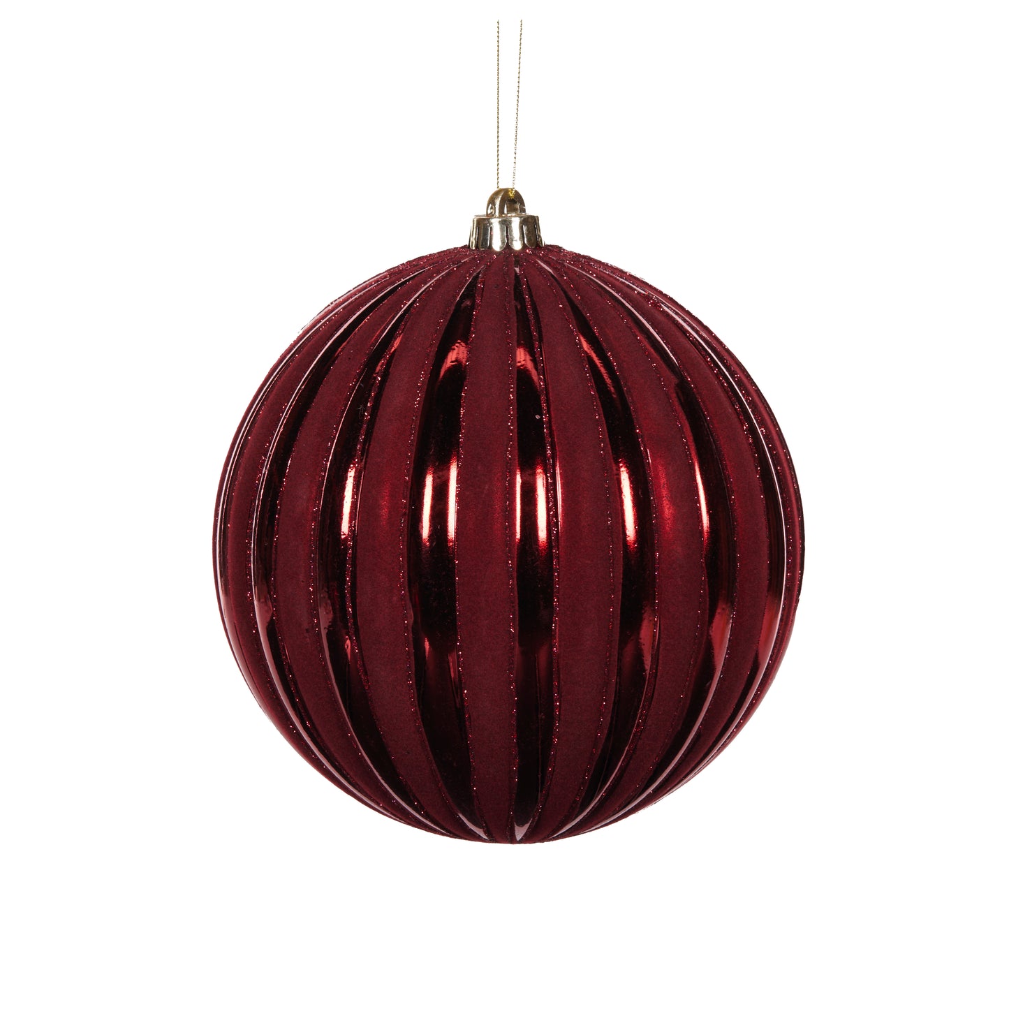 20 Cm Red Ridges Bauble