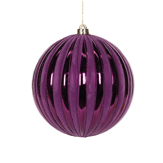 20 Cm Purple Ridges Bauble