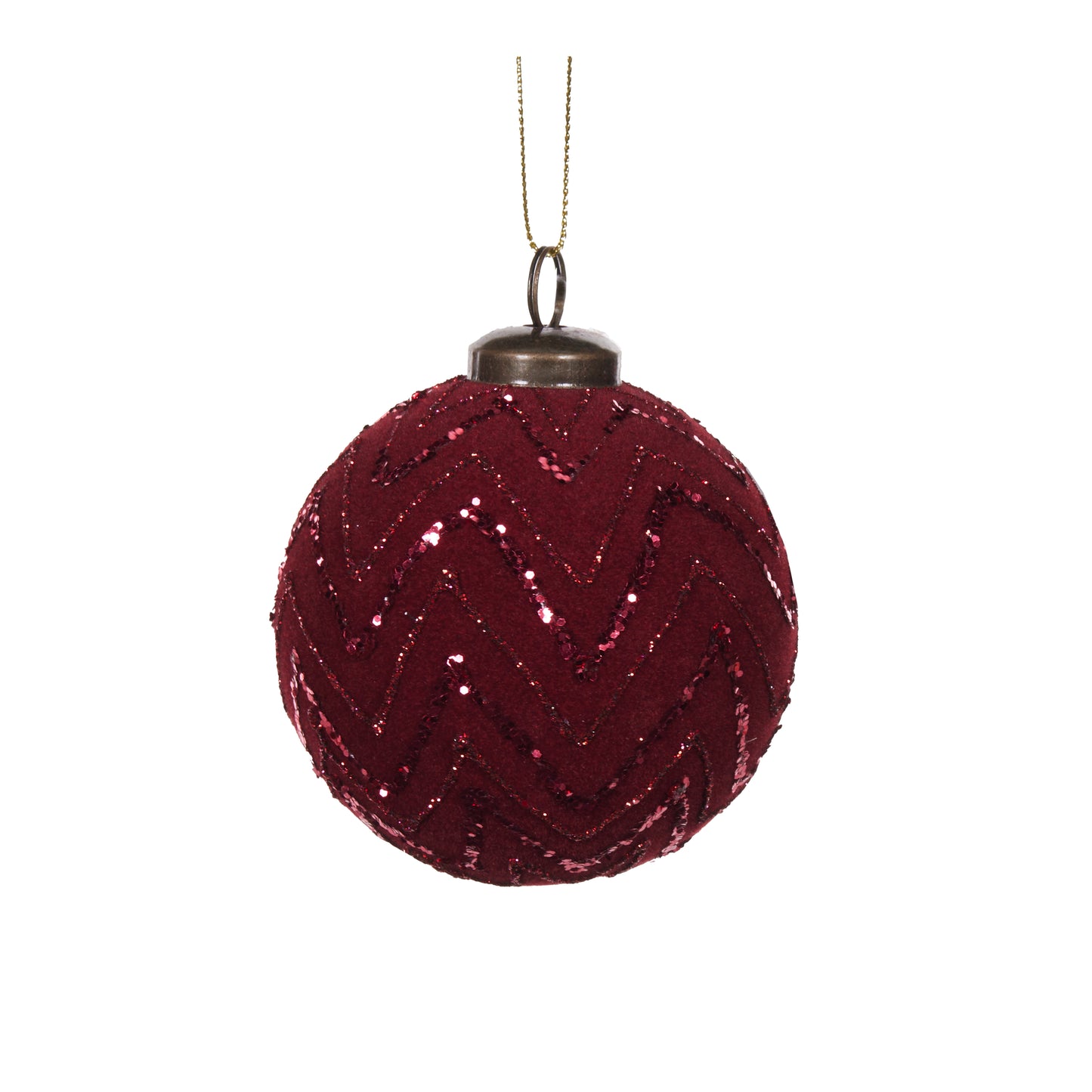 Burgundy Velvet Zig Zag Bauble