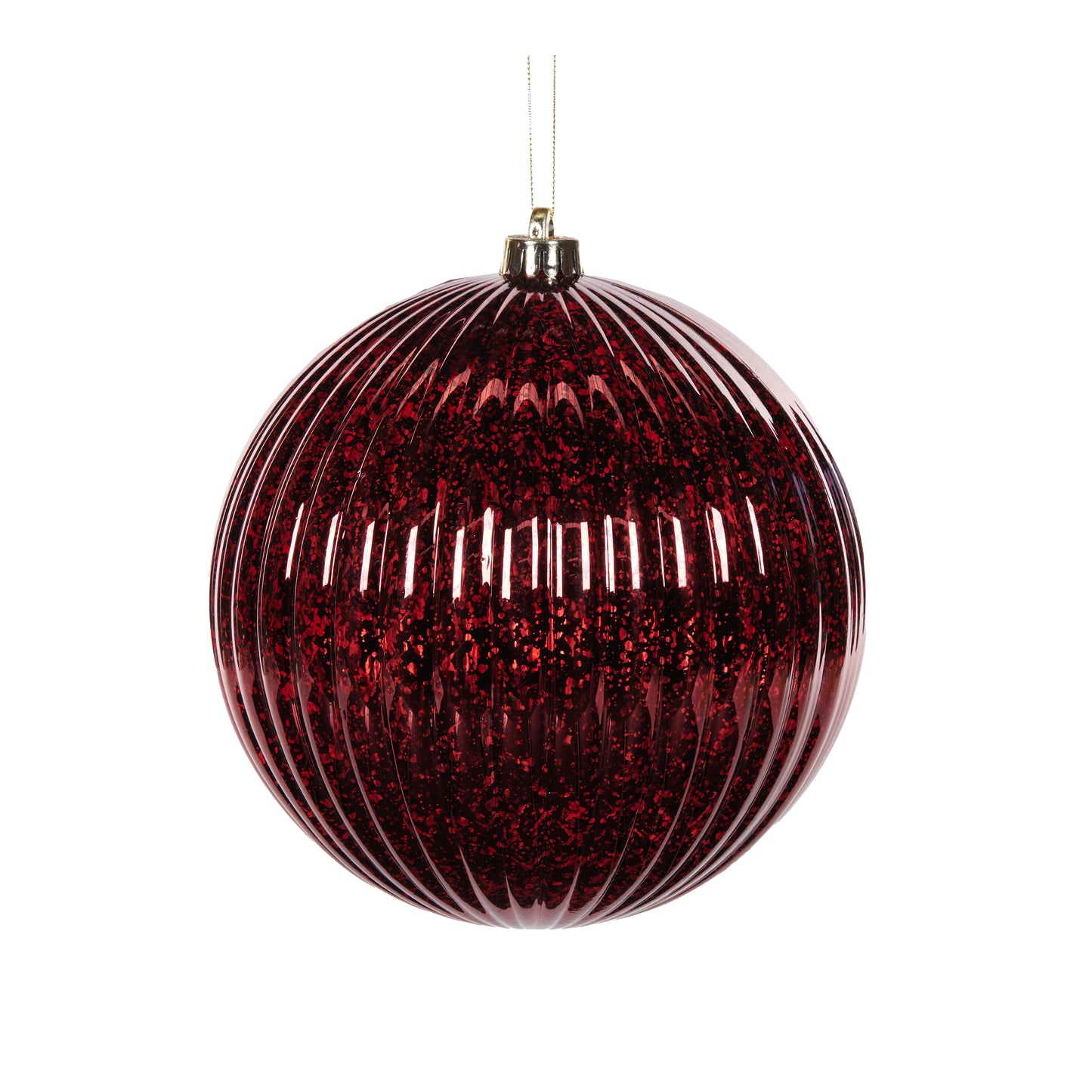 20 Cm Burgundy Mercury Ribbed Bauble