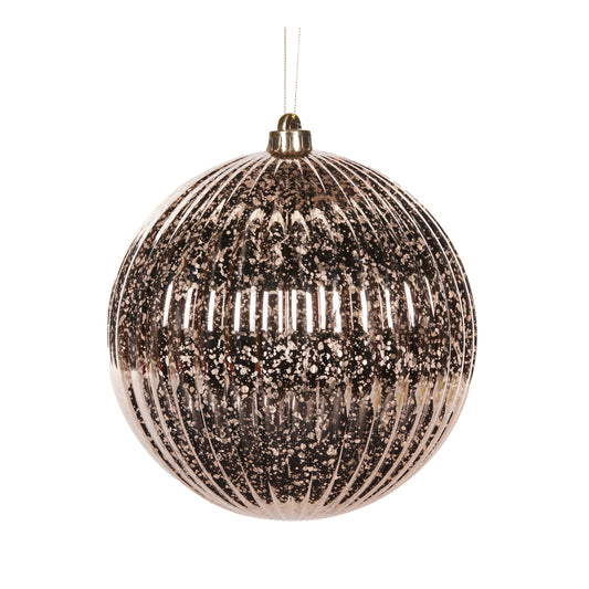 20 Cm Champagne Mercury Ribbed Bauble