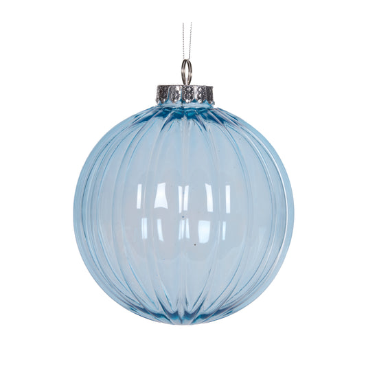 Light Blue Ribbed Bauble