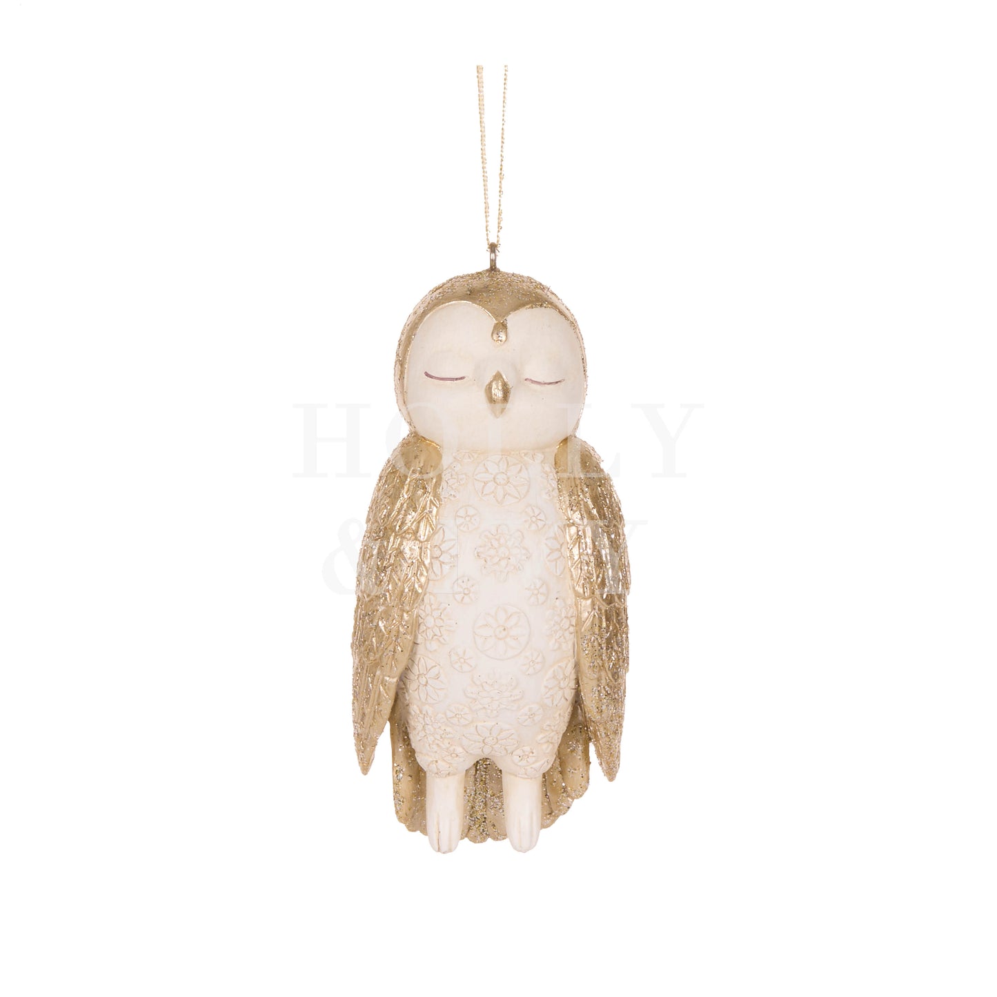 Gold Sleeping Owl Ornament