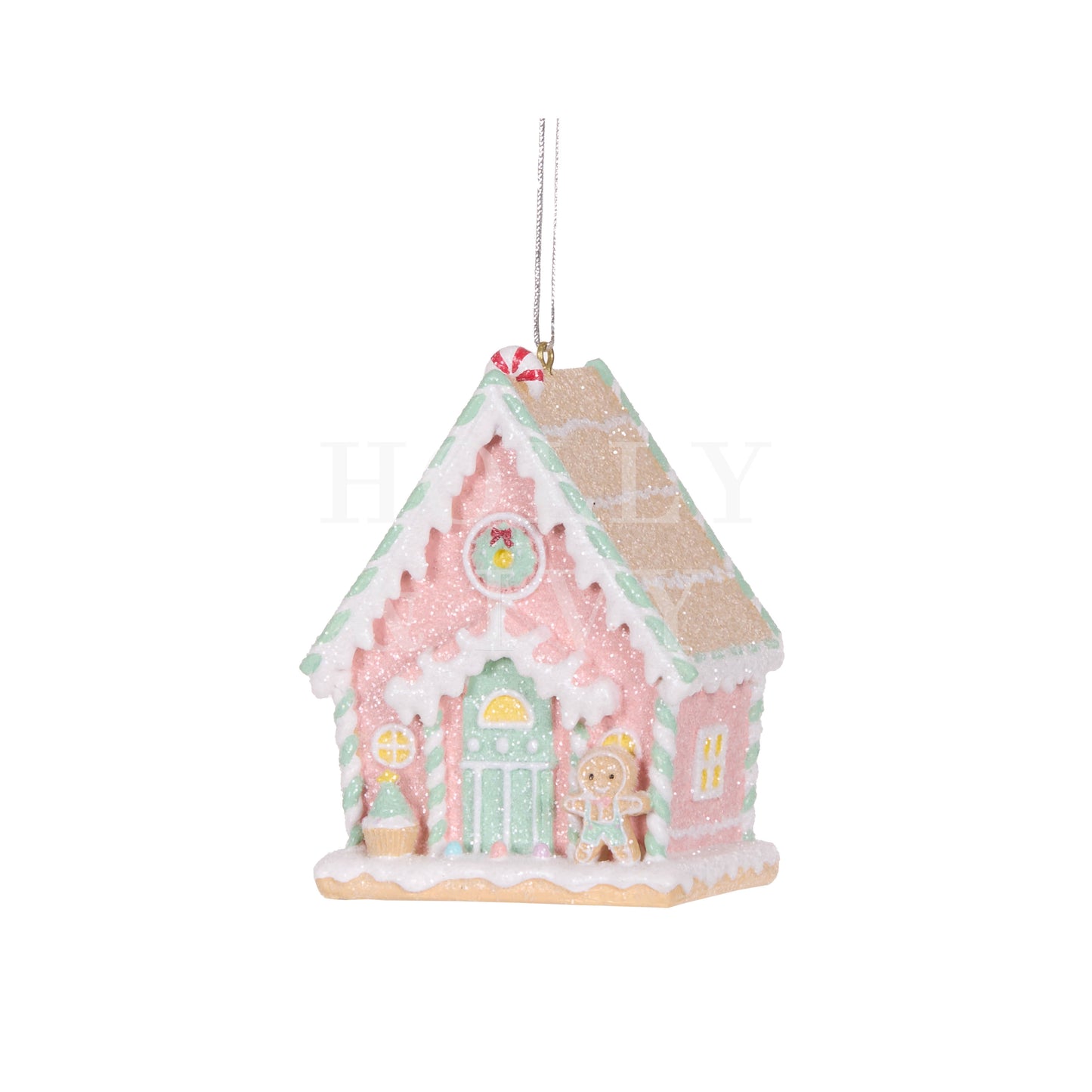 Pastel Piped Gingerbread Man House Ornament