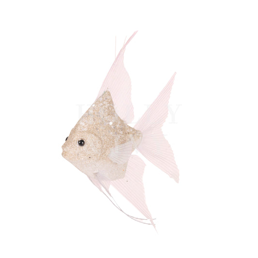 18 Cm Ivory Glittered Fish