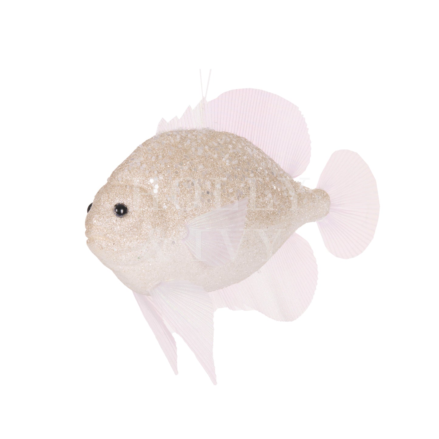 30 Cm Ivory Glittered Fish