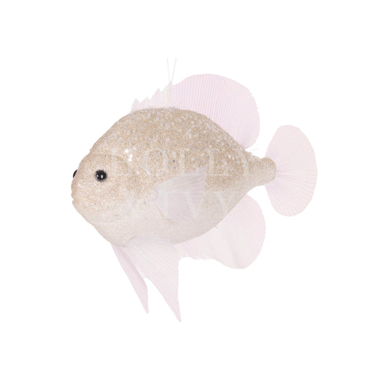 30 Cm Ivory Glittered Fish