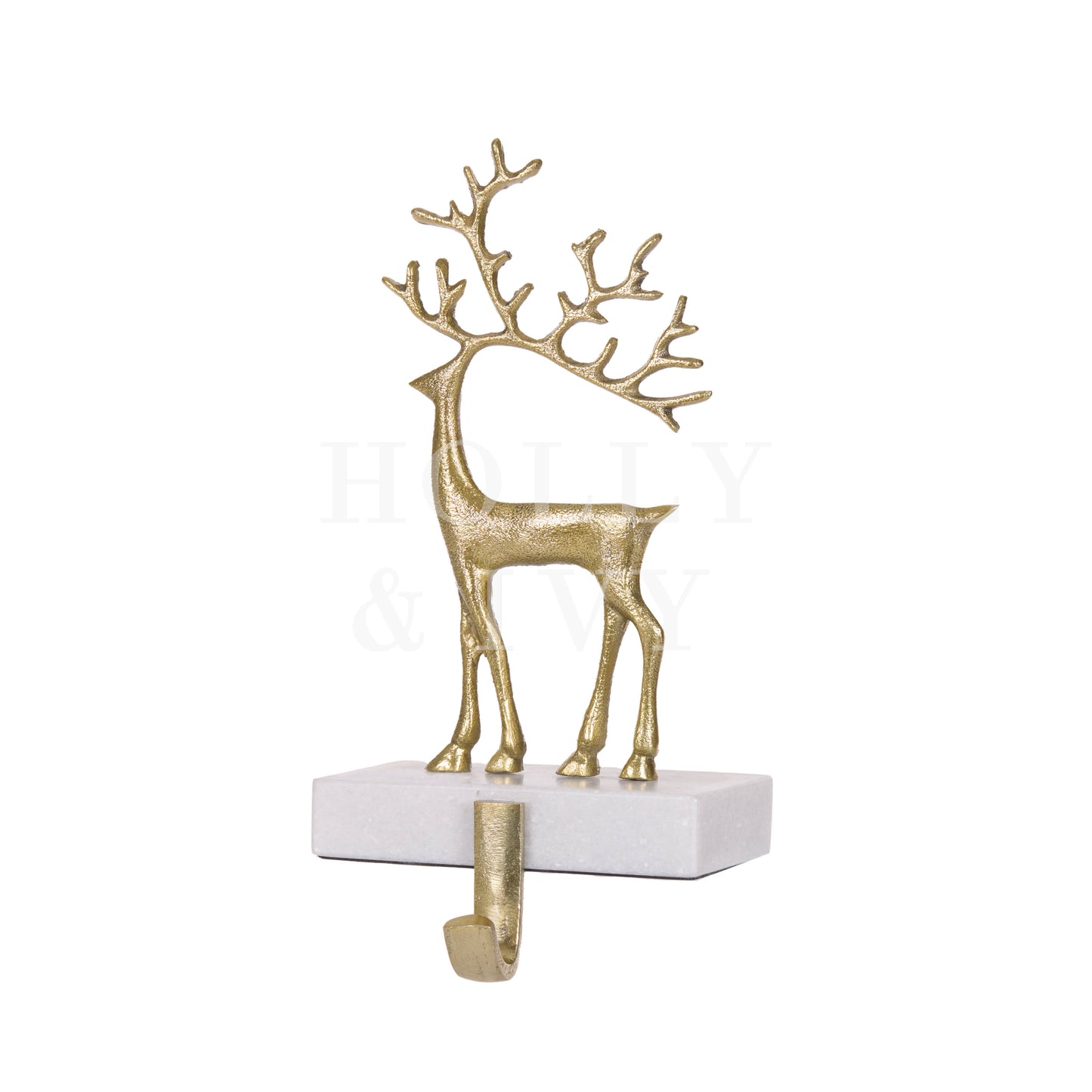 Elaborate Brass Deer Stocking Holder