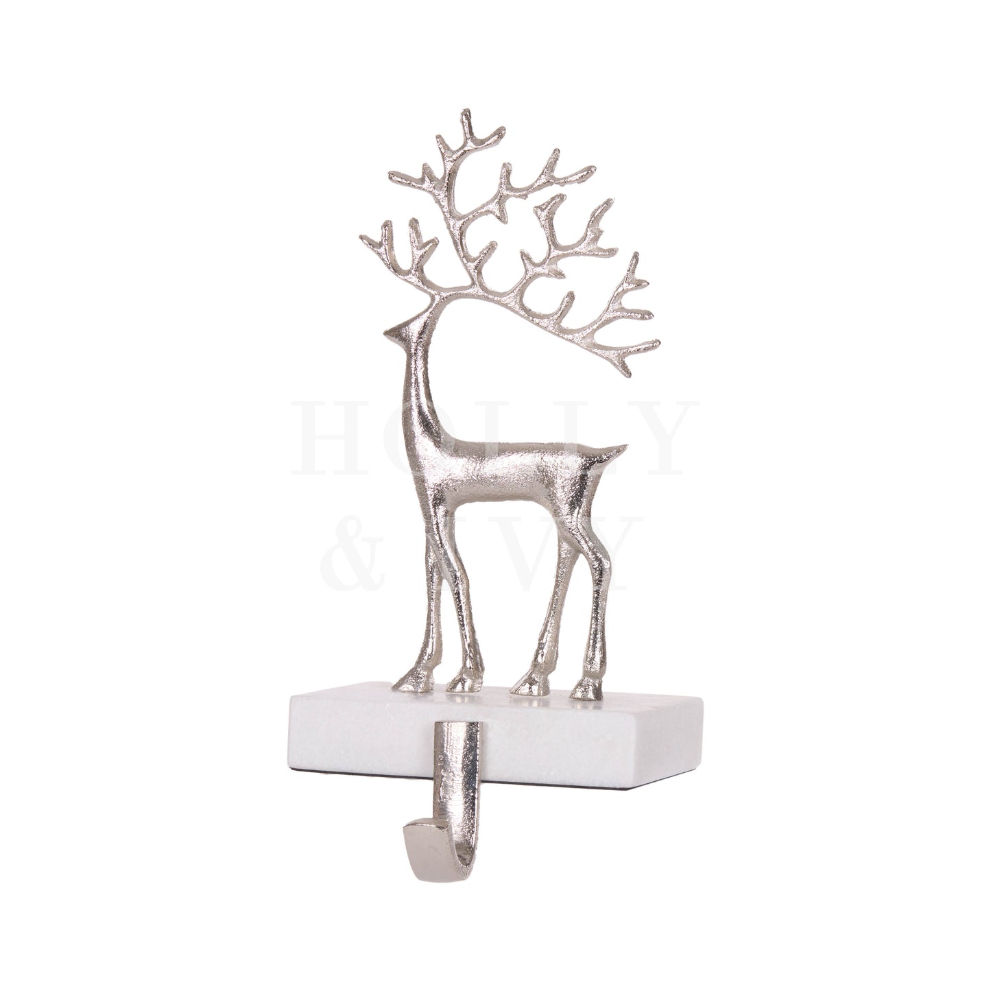 Elaborate Silver Deer Stocking Holder