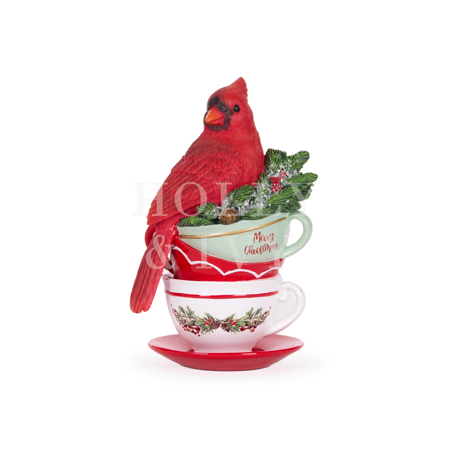 Red Cardinal Tea Cup Stack