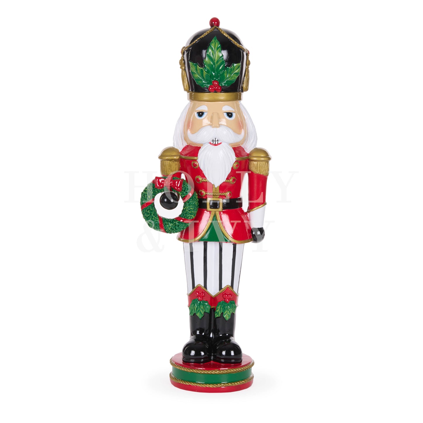 Poinsettia Garden Nutcracker With Wreath