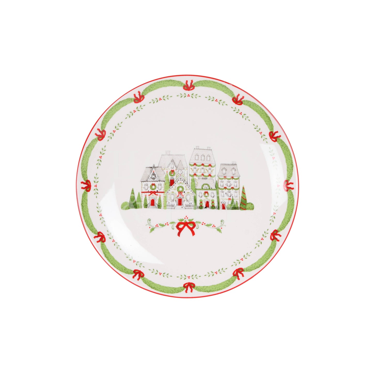 25 Cm Poinettia Village Plate