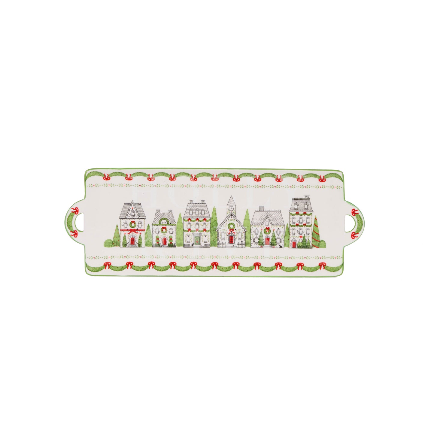 34 Cm Poinsettia Village Tray