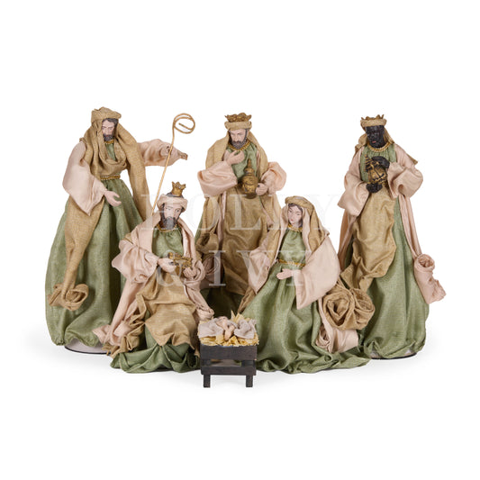 6 Piece Eloquent Fabric Nativity Sage