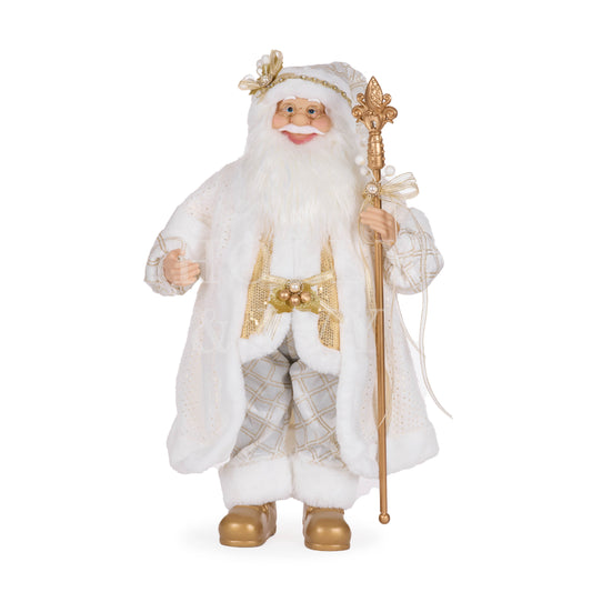 60 Cm Gold Fabric Santa With Staff