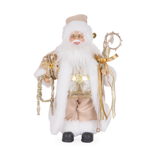 30 Cm Champagne Fabric Santa With Gifts