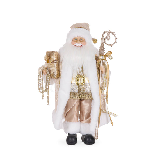 45 Cm Champagne Fabric Santa With Gifts