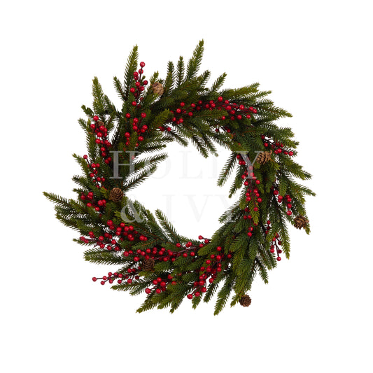 Luxe Red Pine Wreath