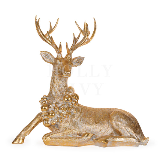 72 Cm Luxe Sitting Gold Reindeer