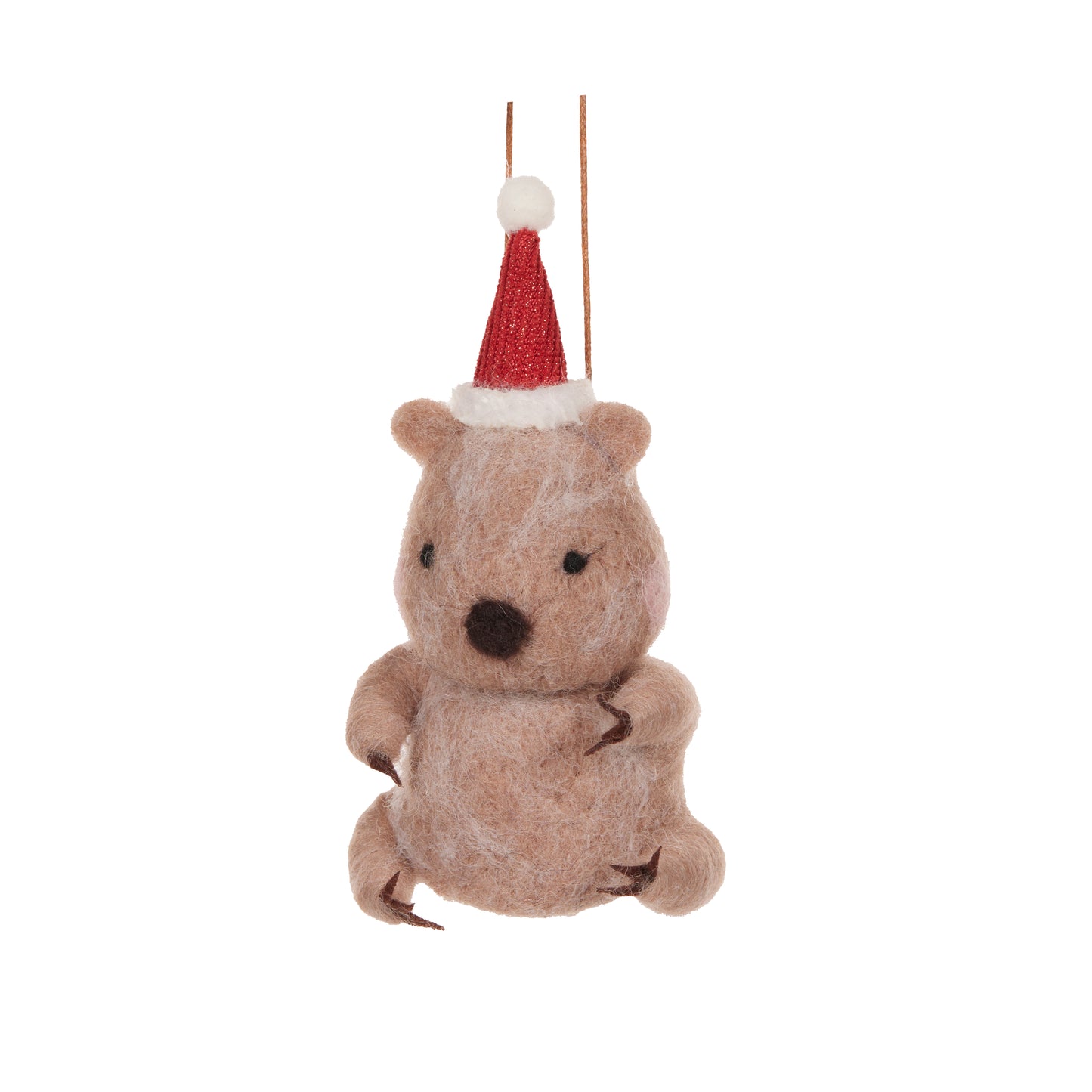 Wool Wombat With Santa Hat