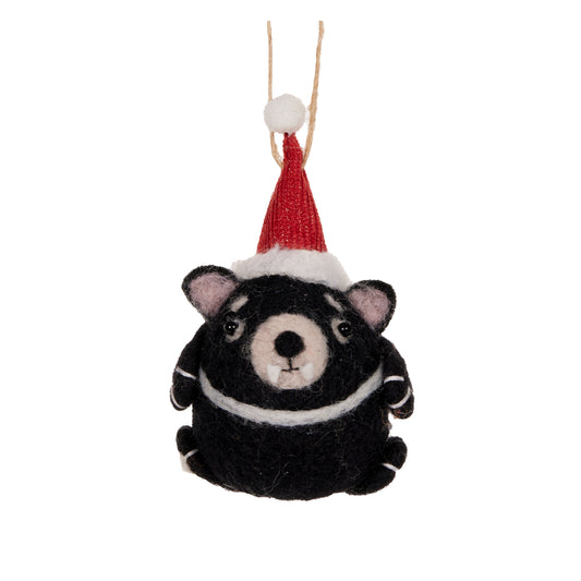 Wool Tassie Devil With Santa Hat