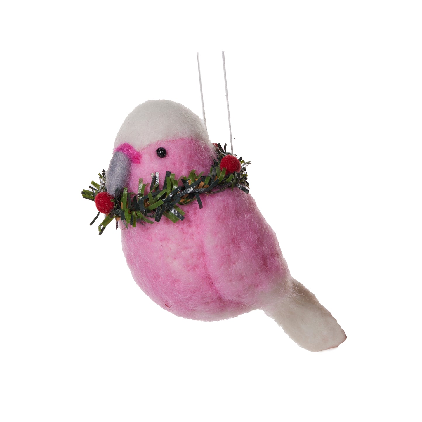 Wool Pink Cockatoo With Wreath