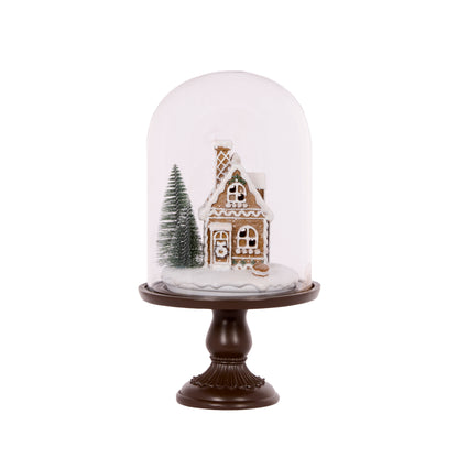 30Cm Piped Gingerbread House Cloche