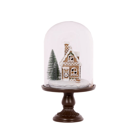 30Cm Piped Gingerbread House Cloche