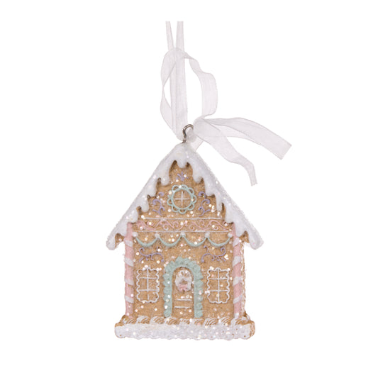 Piped Pastel Gingerbread House Hanging