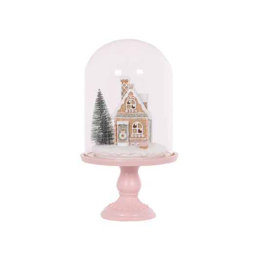 30Cm Piped Pastel Gingerbread House Cloche