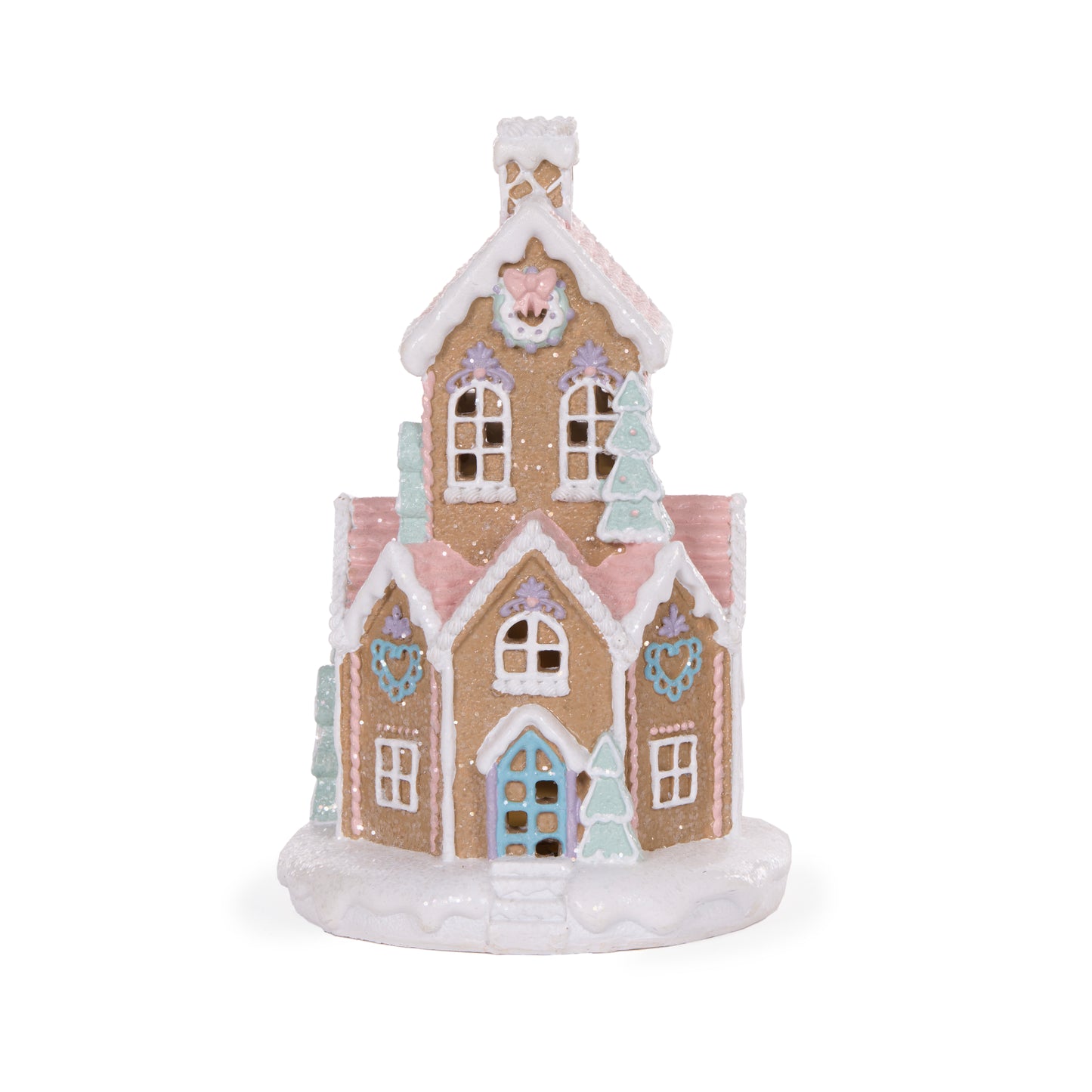 23Cm Piped Round Pastel Gingerbread House